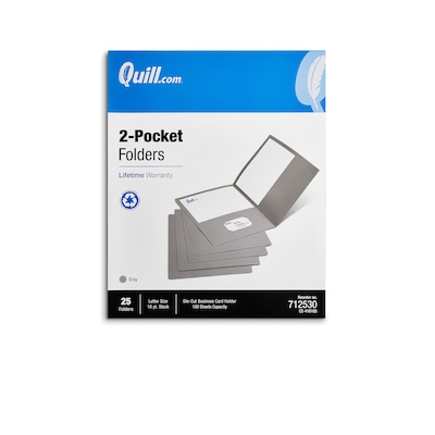 Quill Brand® 2-Pocket Folders, Gray, 25/Box (712530)