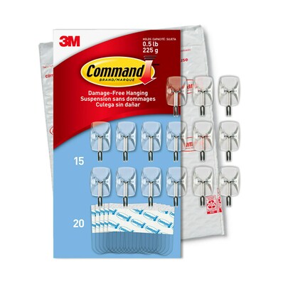 Command Small Wire Hooks, Clear, 15 Hooks/Pack (17067CLR-15NA)