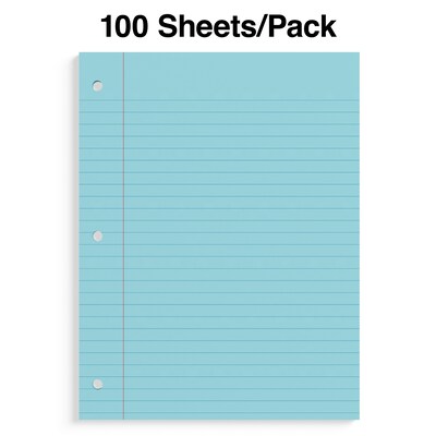 Staples Wide Ruled Filler Paper, 8" x 10.5", Assorted Colors, 100 Sheets/Pack (TR41637)