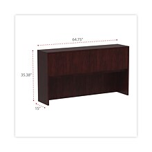 Alera Valencia Series Hutch With Doors, 64 3/4w X 15d X 35 1/2h, Mahogany