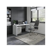 Bush Business Furniture Echo Credenza Desk with Mobile File Cabinet, Pure White/Modern Gray (ECH003W