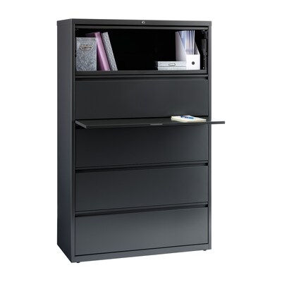 Quill Brand® 5-Drawer Lateral File Cabinet, Locking, Letter/Legal, Charcoal, 42"W (26828D)