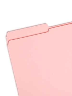 Smead File Folder, Reinforced 1/3-Cut Tab, Legal Size, Pink, 100/Box (17634)