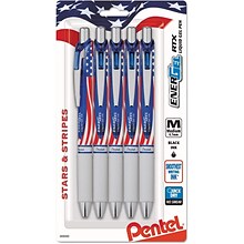 Pentel EnerGel Stars & Stripes Liquid Gel Pen, 0.7mm, Black, 5/Pack (BL77USABP5A)