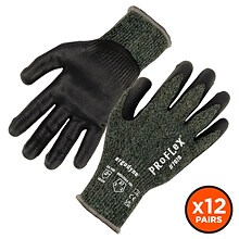 Ergodyne ProFlex 7070 Nitrile Coated Cut-Resistant Gloves, ANSI A7, Heat Resistant, Green, Large, 12