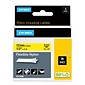 DYMO Rhino Industrial 18490 Flexible Nylon Label Maker Tape, 1/2" x 11-1/2', Black on Yellow (18490)