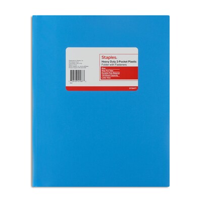 Staples® 2-Pocket Portfolio with Fastener, Blue (55477)