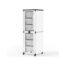 Luxor Mobile 6-Section Stacked Modular Classroom Storage Cabinet, 18.2W x 18.2D, White (MBS-STR-12