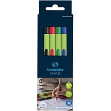 Schneider Line-Up Felt Pen, Fine Point, Assorted Colors, 4/Pack, 3 Packs/Bundle (191094)