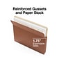Staples Reinforced File Pocket, 1.75" Expansion, Letter Size, Brown, 25/Box (ST435065)