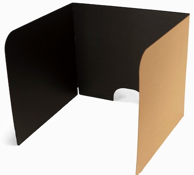 Classroom Products Foldable Cardboard Freestanding Privacy Shield, 24H x 28W, Black/Kraft, 10/Box