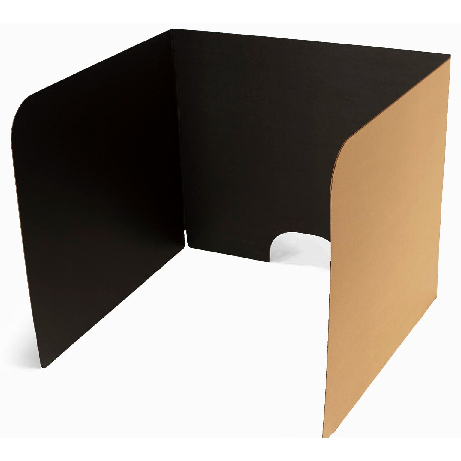 Classroom Products Foldable Cardboard Freestanding Privacy Shield, 24H x 28W, Black/Kraft, 10/Box (2410 BK)