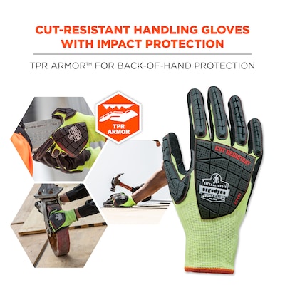 Ergodyne ProFlex 7141 Hi-Vis Nitrile Coated Cut-Resistant Gloves, ANSI A4, Lime, Medium, 1 Pair (179