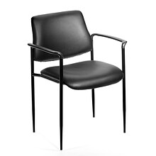 Boss Diamond Caressoft Square Back Vinyl Stacking Chair,  Black (B9503-CS)