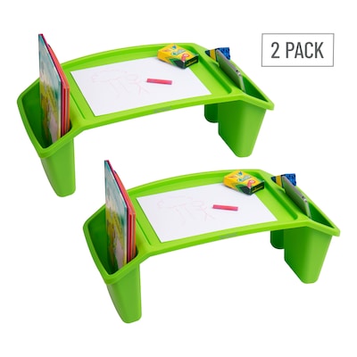 Mind Reader 10.75" x 22.25" Plastic Kids' Lap Desk Activity Tray, Green, 2/Pack (2KIDLAP-GRN)