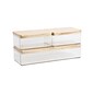 Martha Stewart Grady Plastic Stackable Storage Organizer with Light Natural Paulownia Wood Lid, Clear, 3/Set (GSBA13603WCLNT)