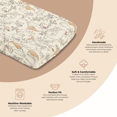 Ezra Quilted Change Pad Cover - Woodland