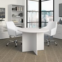 Bush Business Furniture 42W Round Conference Table with Wood Base, White (99TB42RWH)