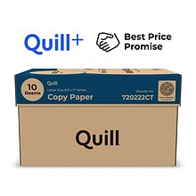 Quill+ Quill Brand® 8.5 x 11 Copy Paper, 20 lbs., 92 Brightness, 500 Sheets/Ream, 10 Reams/Carton