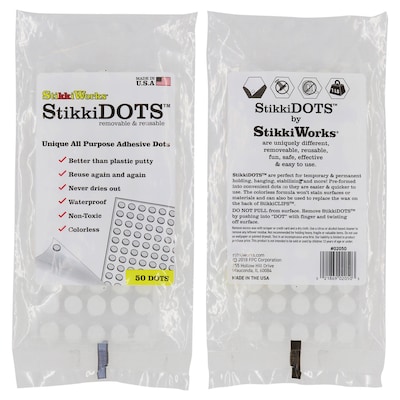 StikkiWorks StikkiWax Removable Glue Dots, 50 Dots/Pack, 6/Pack (STK02050)