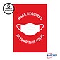 Avery Surface Safe "Mask Required Beyond This Point" Preprinted Wall Decals, 7" x 10", Red/White, 5 Pack (83177)