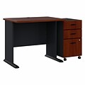 Bush Business Furniture Cubix 36W Desk with Mobile File Cabinet, Hansen Cherry/Galaxy (SRA024HCSU)