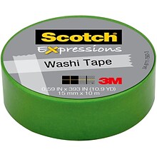 Scotch® Expressions Washi Tape, 0.59 x 10.91 yds., Green (C314-GRN)