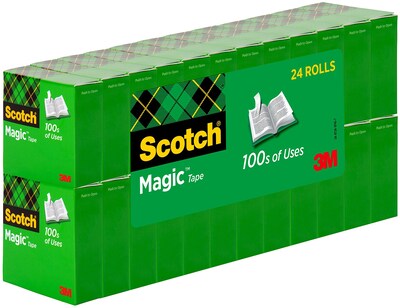 Scotch Magic Tape, Invisible, 3/4 in x 900 in, 20 Tape Rolls, Clear, Refill, Home Office and Back to School Classroom Supplies