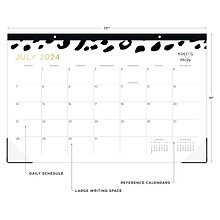 2024-2025 Blue Sky Ashley G Leopard Black 17 x 11 Academic Monthly Desk Pad Calendar, White/Black