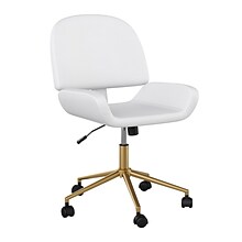 Martha Stewart Tyla Armless Faux Leather Swivel Office Chair, White/Polished Brass (CH2209215WHGLD)