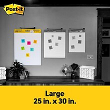 Post-it Super Sticky Easel Pad, 25 x 30 in., 8 Pads, 30 Sheets/Pad, 2x the Sticking Power, White