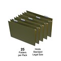 Quill Brand® Reinforced 5-Tab Box Bottom Hanging File Folders, 2 Expansion, Legal Size, Dark Green,