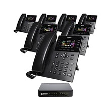 XBLUE QB1 14-Line Corded Conference Telephone System Bundle, Black (qb1-ip8g-4x7)