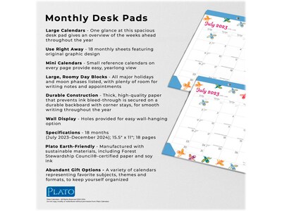 2023-2024 BrownTrout Busy Bees 15.5" x 11" Academic & Calendar Monthly Desk Pad Calendar (9781975470821)