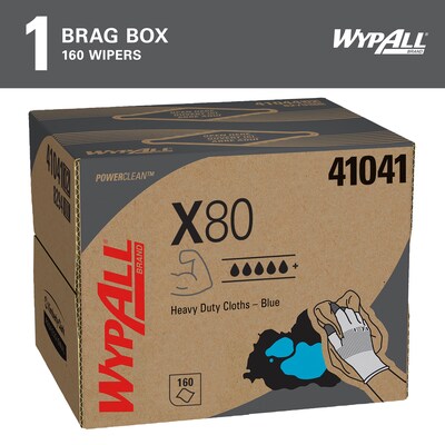 WypAll PowerClean X80 Heavy Duty Wipers, Blue, 160 Sheets/Box (41041)