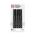 TRU RED™ Pen Permanent Markers, Fine Tip, Black, 5/Pack (TR54524)