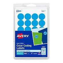 Avery Laser/Inkjet Color Coding Labels, 3/4 Dia., Light Blue, 1008 Labels Per Pack (5461)