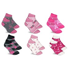 Extreme Fit Breast Cancer Awareness Compression Socks, Large/XL, 6 Pairs/Pack (EF-6LEYACS-L)