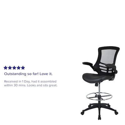 Flash Furniture Mesh Ergonomic Drafting Chair with Adjustable Foot Ring and Lumbar Support, Black (BLX5MDBKLEA)