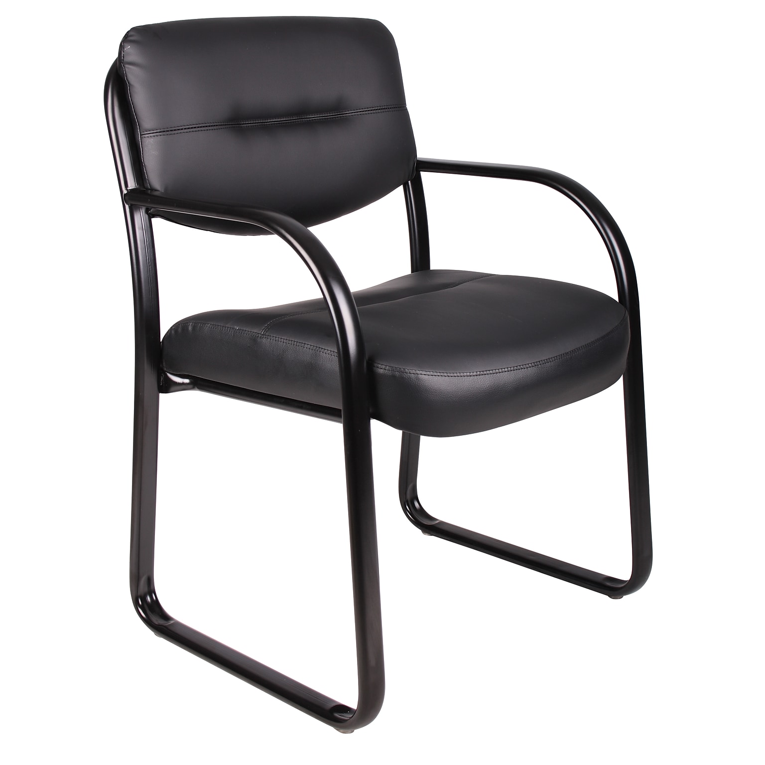 Boss Leather Sled Base Side Chair, Black (B9529)