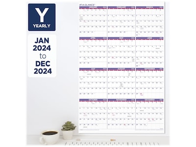 2024 AT-A-GLANCE 24" x 36" Yearly Wall Calendar (PM12-28-24)