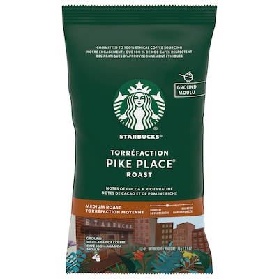 Starbucks Pike Place Ground Coffee, Medium Roast, 2.5 oz. Portion Packs, 18/Box (SBK11018197)