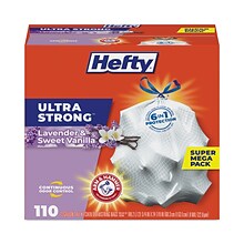Hefty® Ultra Strong Scented Tall White Kitchen Bags, 13 gal, 0.9 mil, 23.75 x 24.88, White, 110 Ba