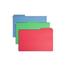 Smead FasTab Reinforced Recycled Hanging File Folder, 3-Tab Tab, Legal Size, Assorted Colors, 18/Box