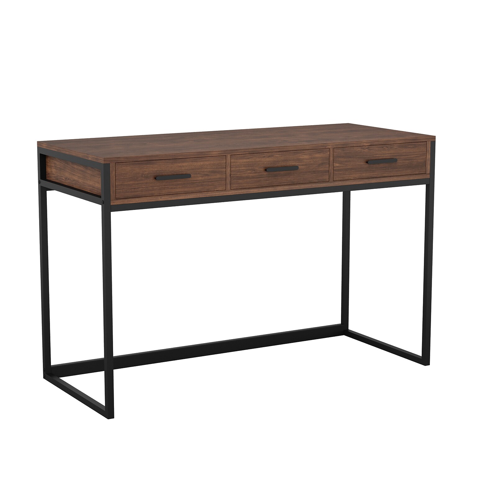 Martha Stewart Ollie 47W Engineered Wood Rectangular Home Office Desk, Walnut Wood Grain/Oil Rubbed Bronze (ZGZP028BRBK)