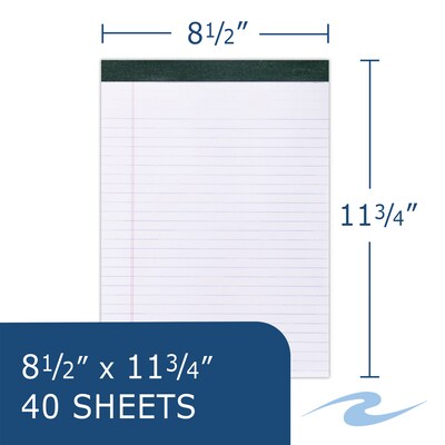 Roaring Spring Legal Pads, 8.5 x 11.75, 20 lb. Heavyweight Biobased Paper, White, 40 Sheets/Pad, 3