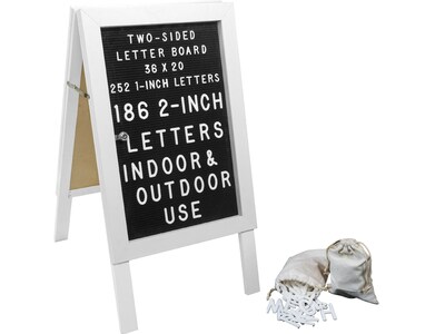 Excello Global Products Indoor/Outdoor Sidewalk A-Frame Board, 20" x 27", White (EGP-HD-0084-WHT)