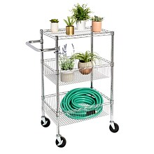 Honey-Can-Do 3 Shelf Storage Cart, 18W, Chrome (CRT-01451)