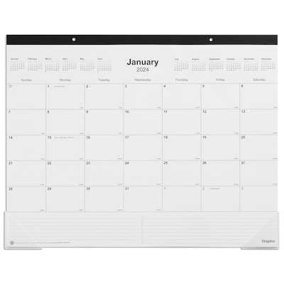 2025 Staples 22 x 17 Desk Pad Calendar, Unlined, Black/White (ST58448-25)