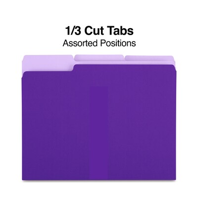 Staples® File Folders, 1/3 Cut Tab, Letter Size, Purple, 100/Box (TR535559)
